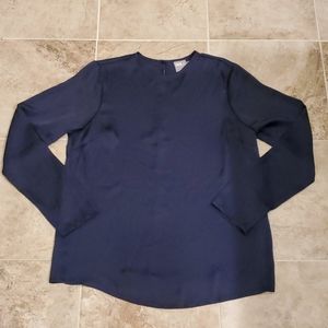 ASOS navy blue button back long sleeve blouse